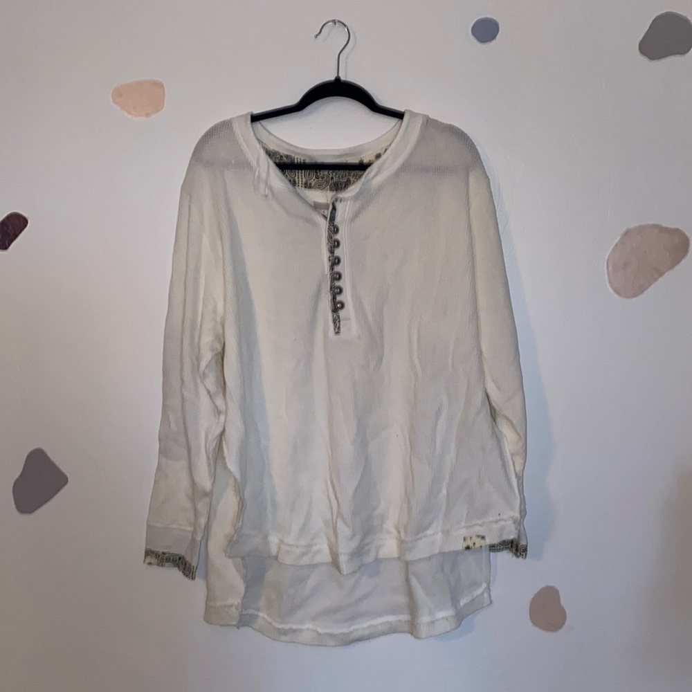 Free People White Long Sleeve Top